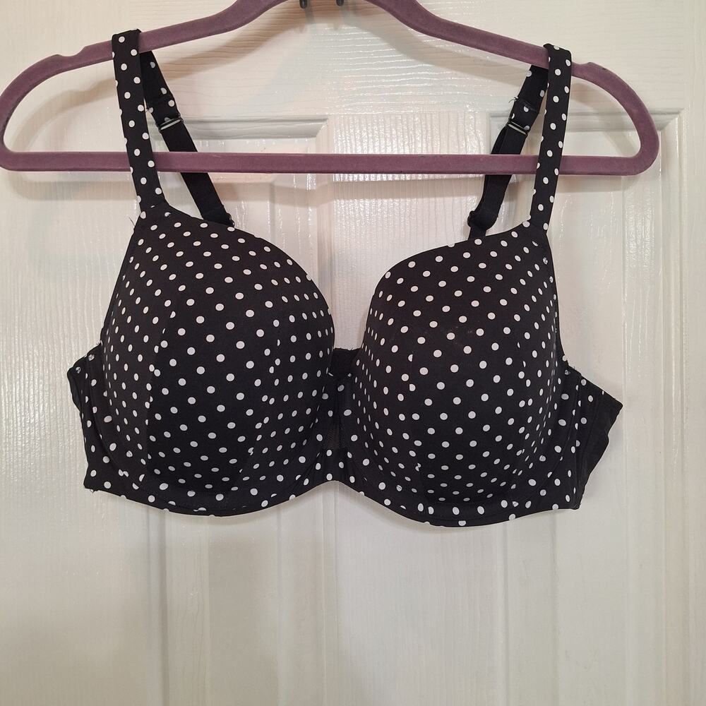 Cacique 40C Cooling French Full Coverage black polkadot underwire bra